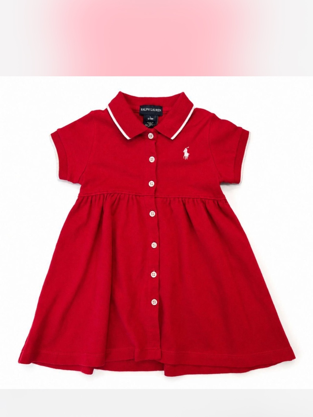 Ralph Lauren Infant Baby Girl Red Cotton Polo Dress 12-18 Months Vintage? Outfit